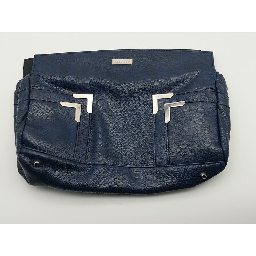 Miche McCall Vintage Shell Only Navy Blue Silver Trim Faux Snake Skin EUC